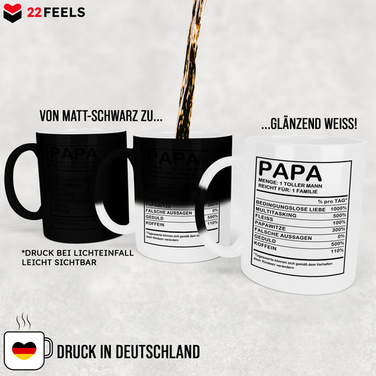 22Feels® Papa Geschenk - Zaubertasse mit Spruch (Matt-Schwarz und Weiss, 320ml)-Farbwechsel Tasse Matt 320ml-22Feels