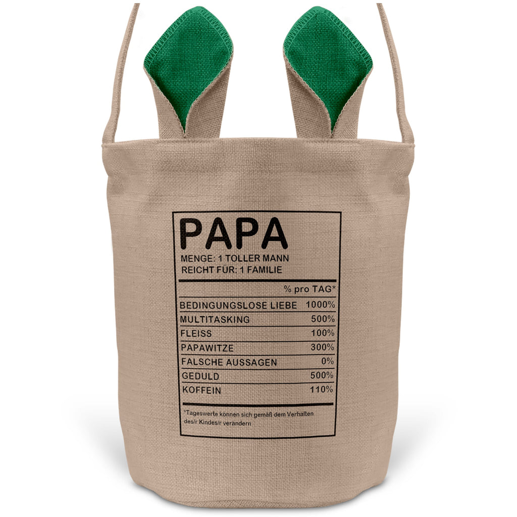 22Feels® Papa Osterkorb Vater mit Henkel Ostergeschenk Tragetasche Ostern Deko Osternest Körbchen Hasenohren (Beige/Grün)-Ostern Tragetasche-22Feels