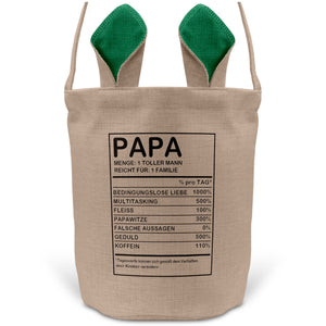 22Feels® Papa Osterkorb Vater mit Henkel Ostergeschenk Tragetasche Ostern Deko Osternest Körbchen Hasenohren (Beige/Grün)-Ostern Tragetasche-22Feels