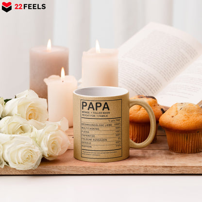22Feels® Papa Geschenk - Glitzertasse mit Spruch (Gold, 320ml)-Glitzertasse Gold 320ml-22Feels