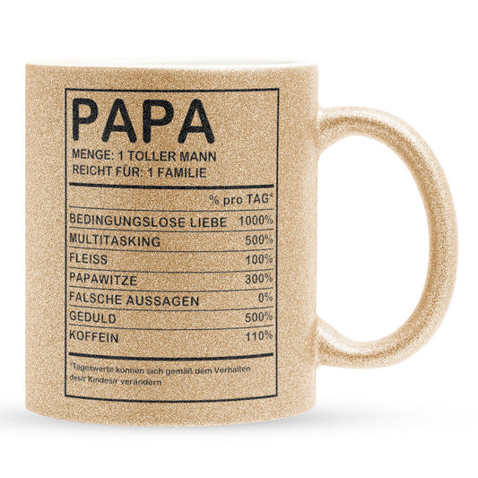 22Feels® Papa Geschenk - Glitzertasse mit Spruch (Gold, 320ml)-Glitzertasse Gold 320ml-22Feels