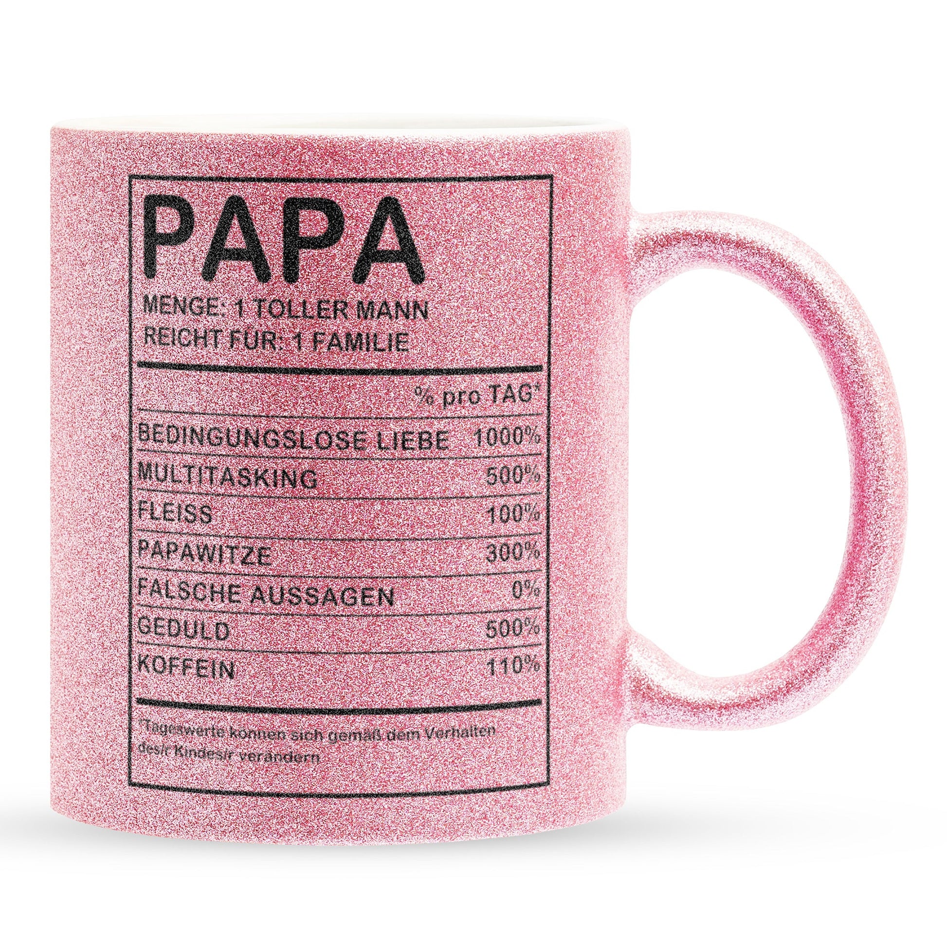 22Feels® Papa Geschenk - Glitzertasse mit Spruch (Pink, 320ml)-Glitzertasse Pink 320ml-22Feels