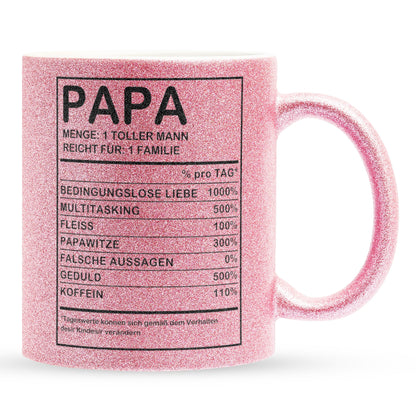 22Feels® Papa Geschenk - Glitzertasse mit Spruch (Pink, 320ml)-Glitzertasse Pink 320ml-22Feels