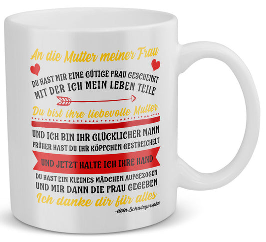 22Feels® Geschenk für Schwiegermutter von Schwiegersohn - Tasse mit Spruch: Du Hast Mir Eine Gütige Frau Geschenkt (Weiss, 320ml)-Weisse Tasse 320ml-22Feels