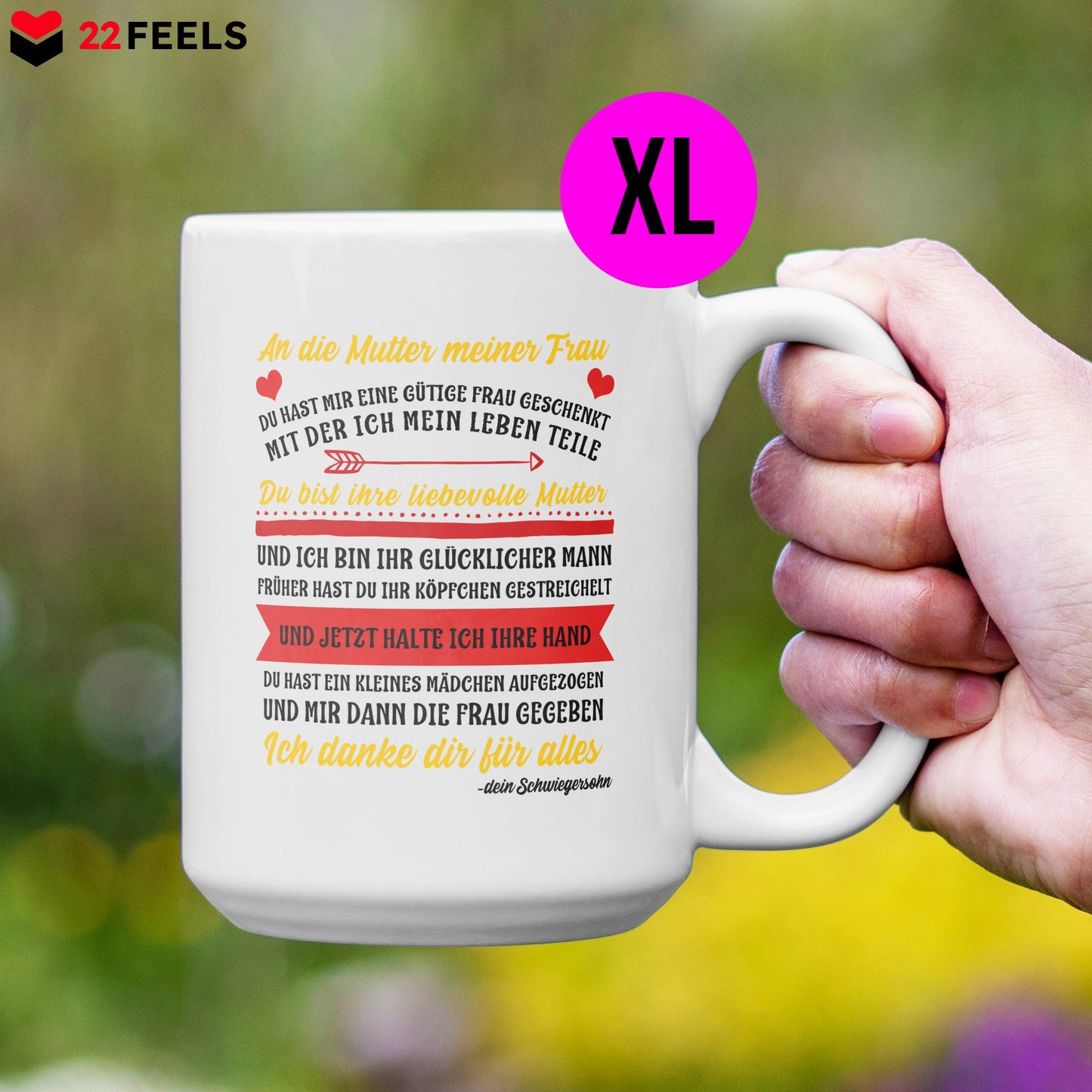 22Feels® Schwiegermutter Geschenk von Schwiegersohn bzw. Bräutigam - XL Tasse mit Spruch (Weiss, 440ml)-Weisse XL Tasse 440ml-22Feels