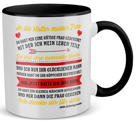 22Feels® Schwiegermutter Geschenk von Schwiegersohn bzw. Bräutigam - Tasse mit Spruch (Weiss-Schwarz, 320ml)-TwoTone Tasse Weiss-Schwarz 320ml-22Feels