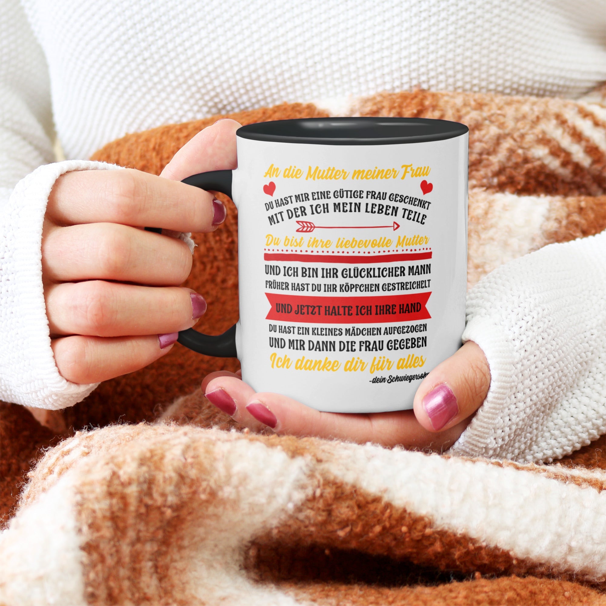 22Feels® Schwiegermutter Geschenk von Schwiegersohn bzw. Bräutigam - Tasse mit Spruch (Weiss-Schwarz, 320ml)-TwoTone Tasse Weiss-Schwarz 320ml-22Feels