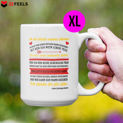 22Feels® Schwiegermutter Geschenk von Schwiegertochter bzw. Braut - XL Tasse mit Spruch (Weiss, 440ml)-Weisse XL Tasse 440ml-22Feels