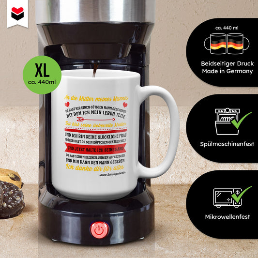 22Feels® Schwiegermutter Geschenk von Schwiegertochter bzw. Braut - XL Tasse mit Spruch (Weiss, 440ml)-Weisse XL Tasse 440ml-22Feels