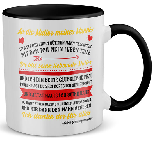 22Feels® Schwiegermutter Geschenk von Schwiegertochter bzw. Braut - Tasse mit Spruch (Weiss-Schwarz, 320ml)-TwoTone Tasse Weiss-Schwarz 320ml-22Feels