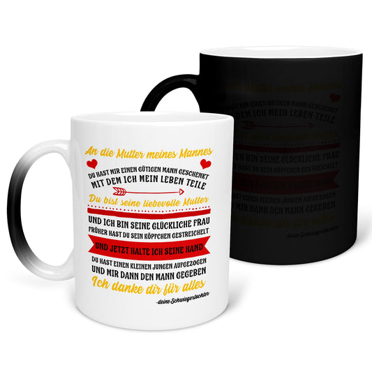 22Feels® Schwiegermutter Geschenk von Schwiegertochter bzw. Braut - Zaubertasse mit Spruch (Matt-Schwarz und Weiss, 320ml)-Farbwechsel Tasse Matt 320ml-22Feels