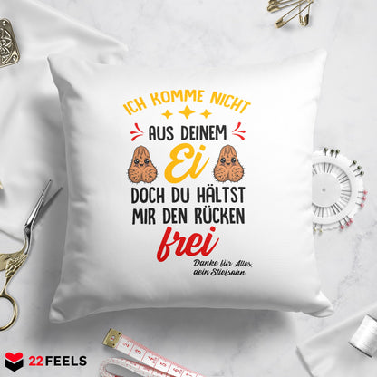 22Feels® Stiefvater Geschenk von Stiefsohn - Kissen mit Spruch (Weiss 40x40cm)-Kissen Weiss 40x40-22Feels