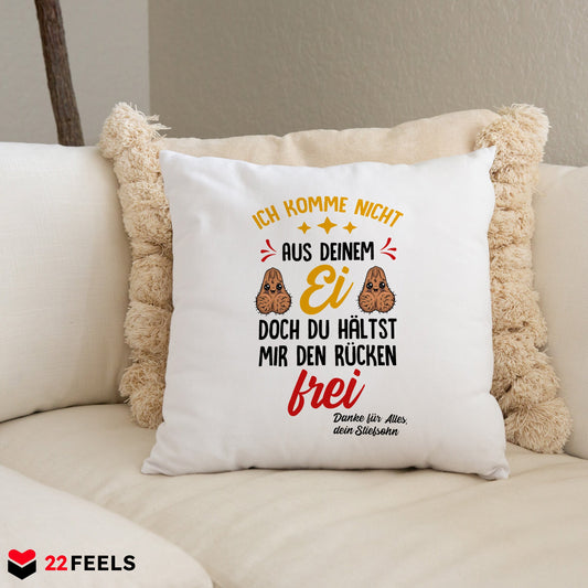 22Feels® Stiefvater Geschenk von Stiefsohn - Kissen mit Spruch (Weiss 40x40cm)-Kissen Weiss 40x40-22Feels