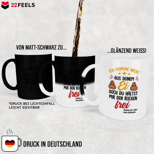 22Feels® Stiefvater Geschenk von Stiefsohn - Zaubertasse mit Spruch (Matt-Schwarz und Weiss, 320ml)-Farbwechsel Tasse Matt 320ml-22Feels