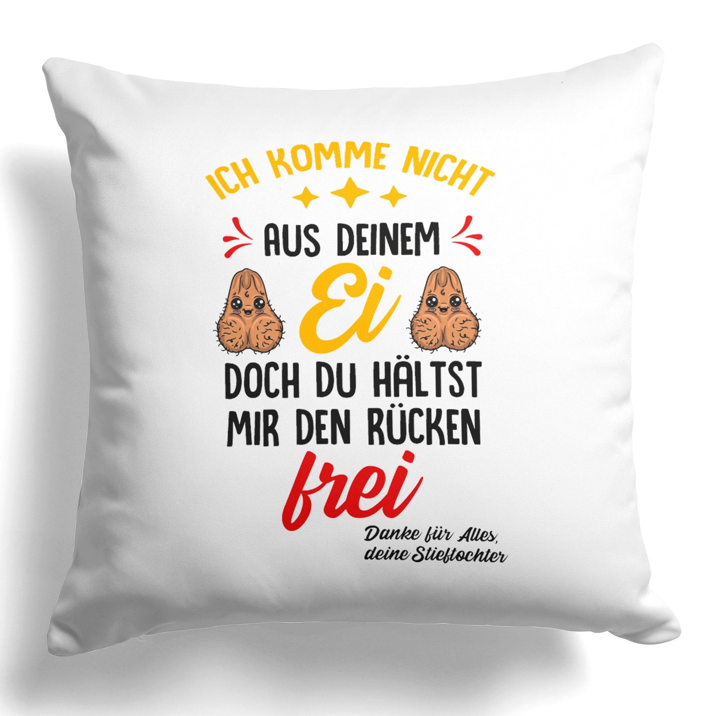 22Feels® Stiefvater Geschenk von Stieftochter - Kissen mit Spruch (Weiss 40x40cm)-Kissen Weiss 40x40-22Feels