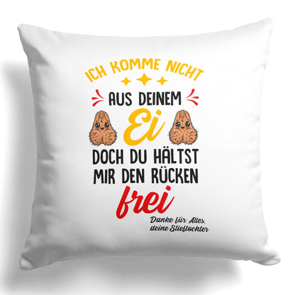 22Feels® Stiefvater Geschenk von Stieftochter - Kissen mit Spruch (Weiss 40x40cm)-Kissen Weiss 40x40-22Feels