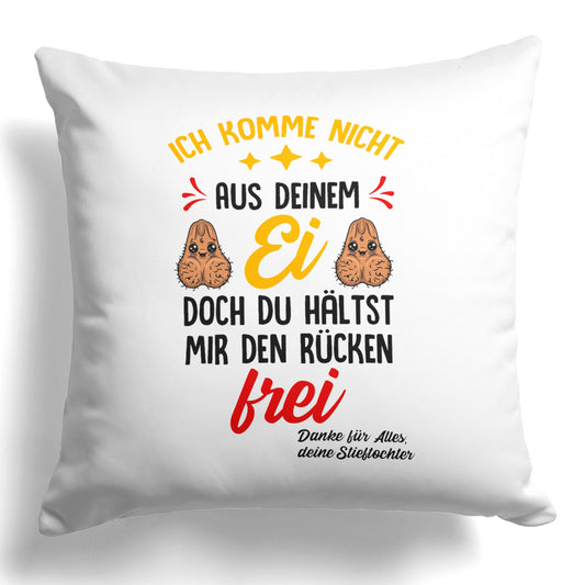 22Feels® Stiefvater Geschenk von Stieftochter - Kissen mit Spruch (Weiss 40x40cm)-Kissen Weiss 40x40-22Feels