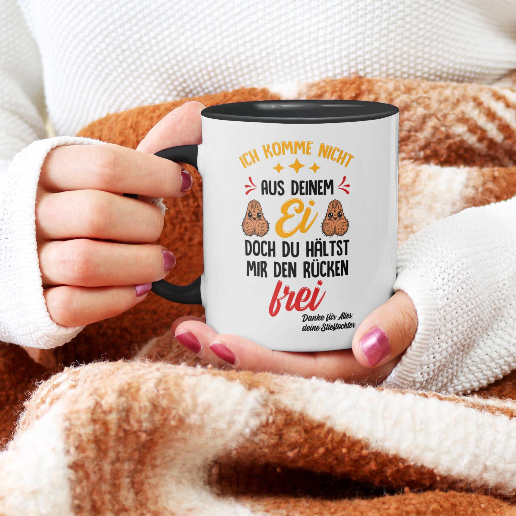 22Feels® Stiefvater Geschenk von Stieftochter - Tasse mit Spruch (Weiss-Schwarz, 320ml)-TwoTone Tasse Weiss-Schwarz 320ml-22Feels