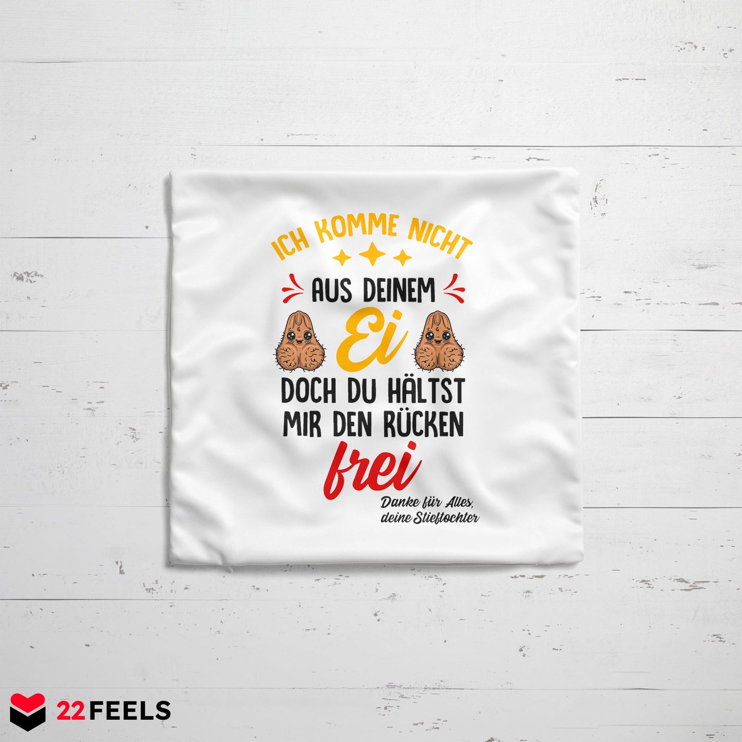 22Feels® Stiefvater Geschenk von Stieftochter - Kissen mit Spruch (Weiss 40x40cm)-Kissen Weiss 40x40-22Feels