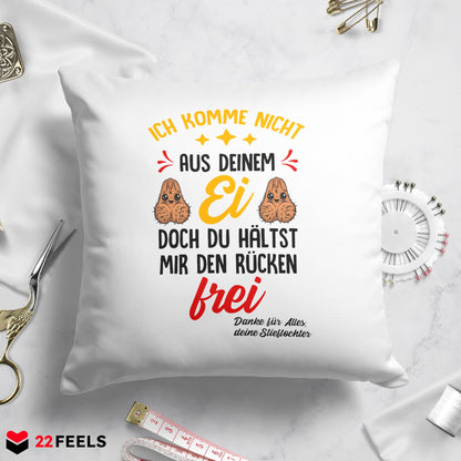 22Feels® Stiefvater Geschenk von Stieftochter - Kissen mit Spruch (Weiss 40x40cm)-Kissen Weiss 40x40-22Feels