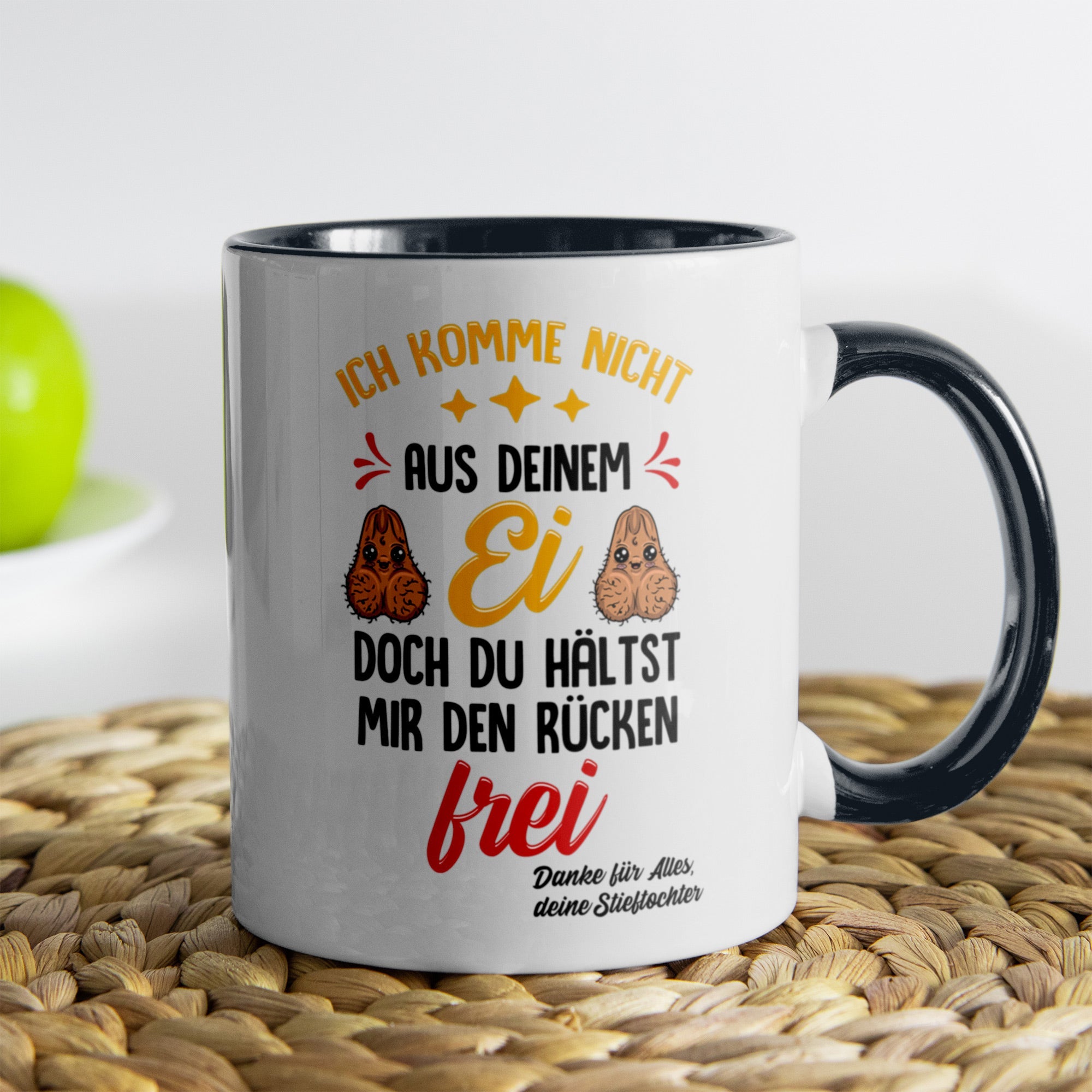 22Feels® Stiefvater Geschenk von Stieftochter - Tasse mit Spruch (Weiss-Schwarz, 320ml)-TwoTone Tasse Weiss-Schwarz 320ml-22Feels