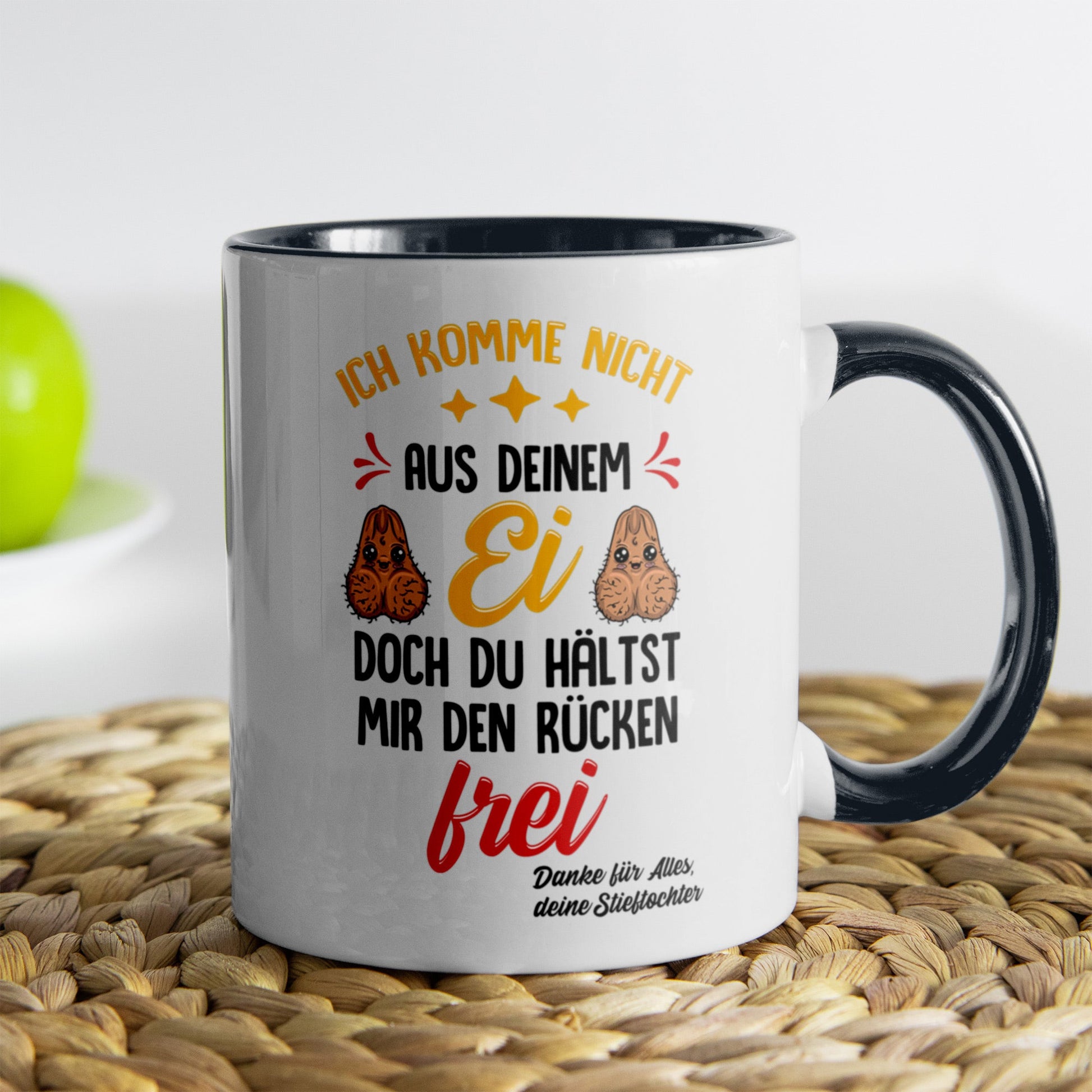 22Feels® Stiefvater Geschenk von Stieftochter - Tasse mit Spruch (Weiss-Schwarz, 320ml)-TwoTone Tasse Weiss-Schwarz 320ml-22Feels