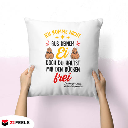 22Feels® Stiefvater Geschenk von Stieftochter - Kissen mit Spruch (Weiss 40x40cm)-Kissen Weiss 40x40-22Feels