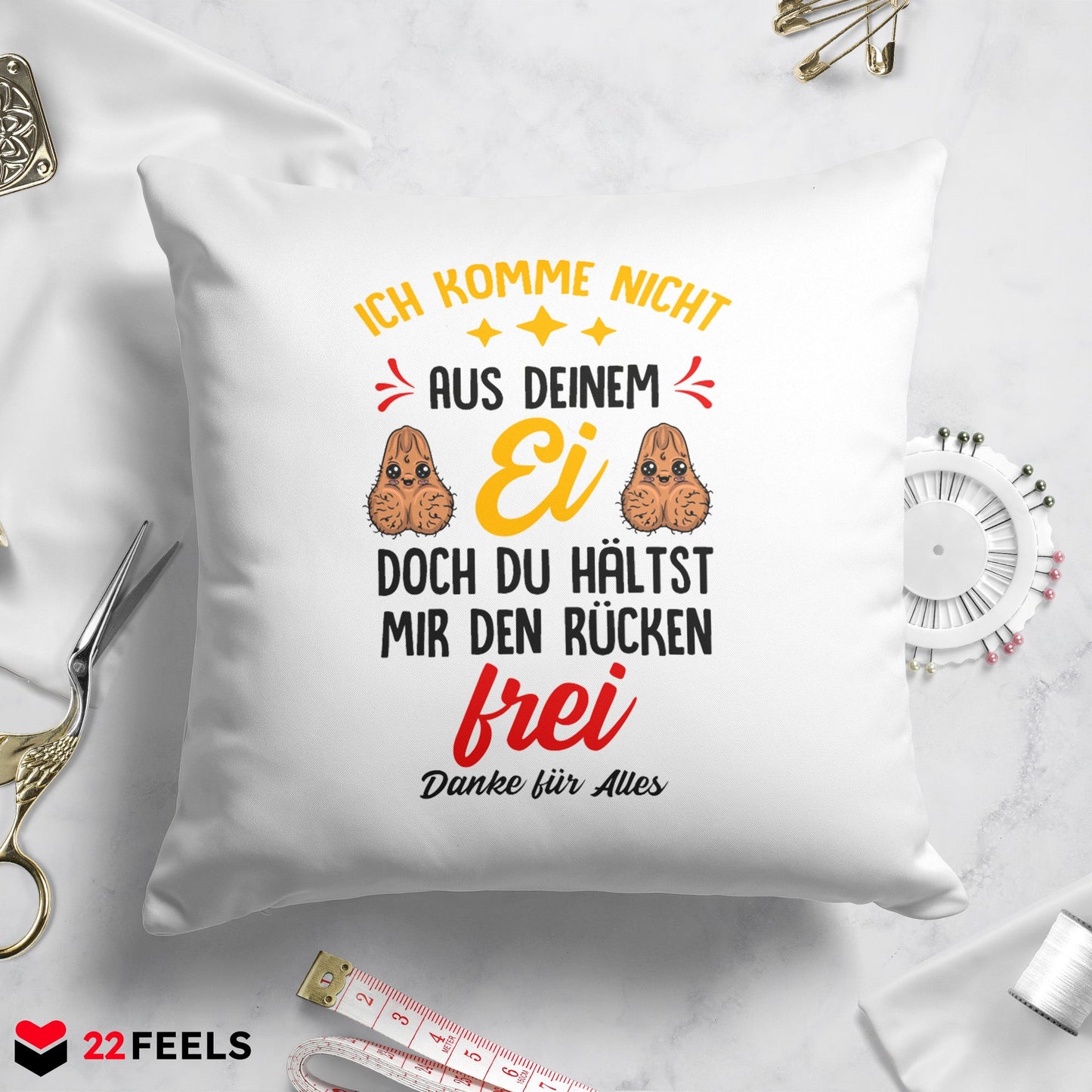 22Feels® Stiefvater Geschenk - Kissen mit Spruch (Weiss 40x40cm)-Kissen Weiss 40x40-22Feels