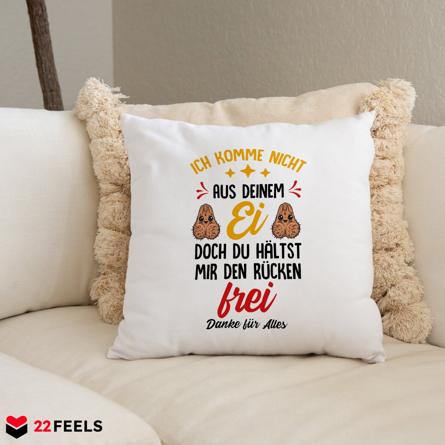 22Feels® Stiefvater Geschenk - Kissen mit Spruch (Weiss 40x40cm)-Kissen Weiss 40x40-22Feels