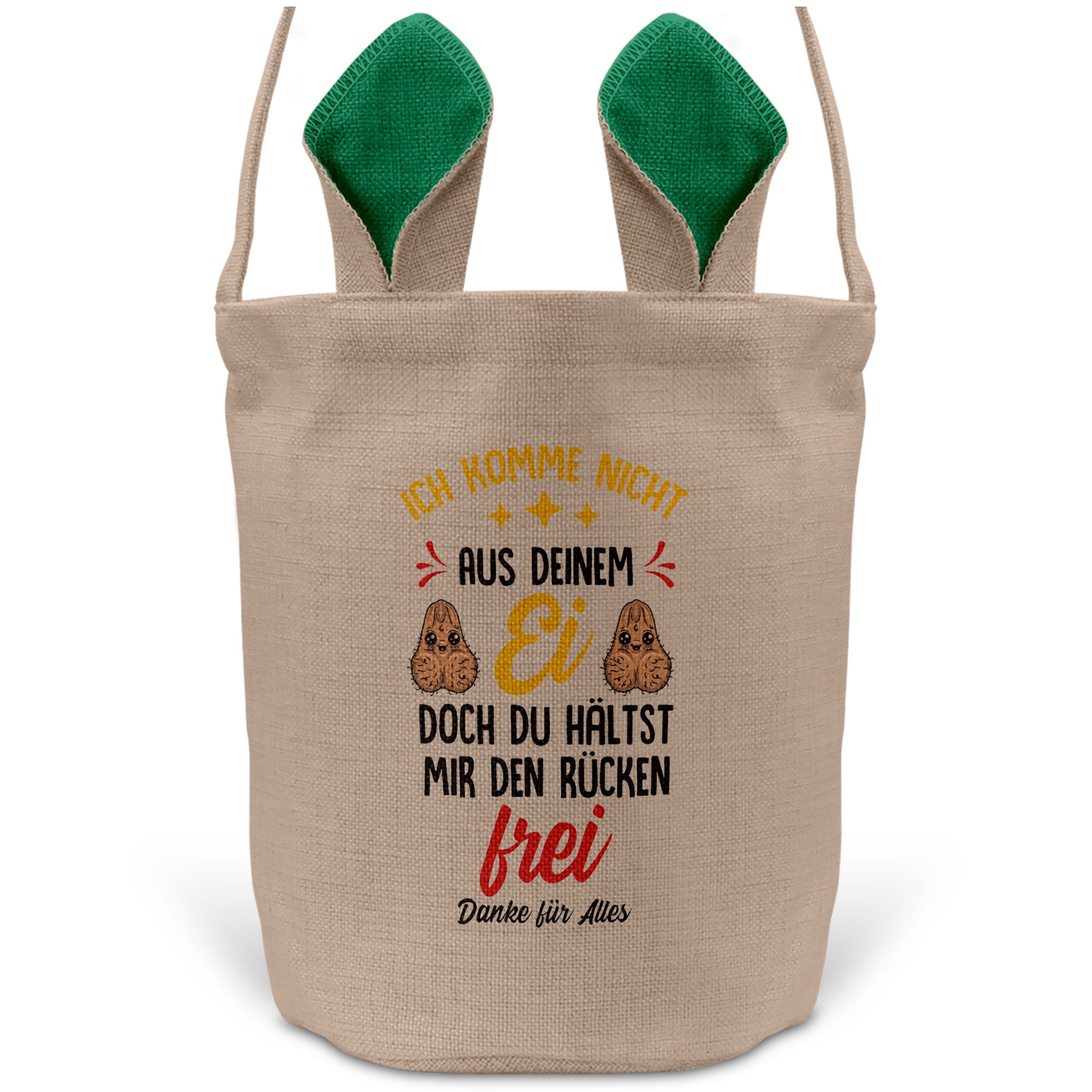 22Feels® Stiefpapa Stiefvater Osterkorb mit Henkel Ostergeschenk Tragetasche Ostern Deko Osternest Körbchen Hasenohren (Beige/Grün)-Ostern Tragetasche-22Feels