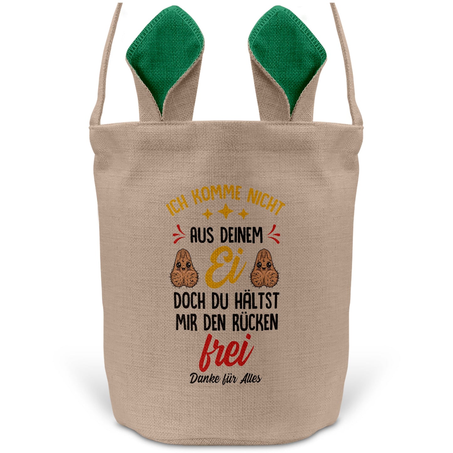 22Feels® Stiefpapa Stiefvater Osterkorb mit Henkel Ostergeschenk Tragetasche Ostern Deko Osternest Körbchen Hasenohren (Beige/Grün)-Ostern Tragetasche-22Feels