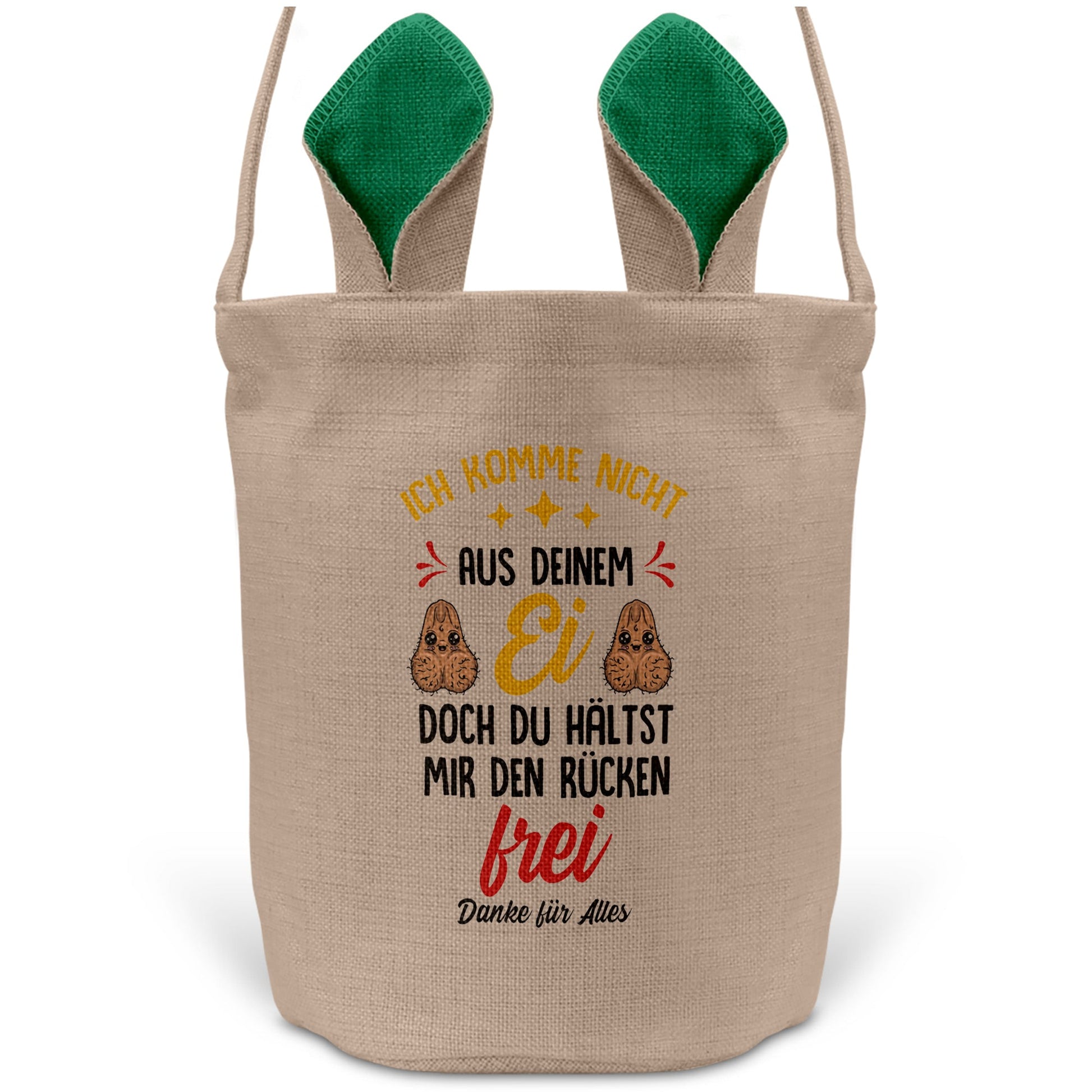 22Feels® Stiefpapa Stiefvater Osterkorb mit Henkel Ostergeschenk Tragetasche Ostern Deko Osternest Körbchen Hasenohren (Beige/Grün)-Ostern Tragetasche-22Feels