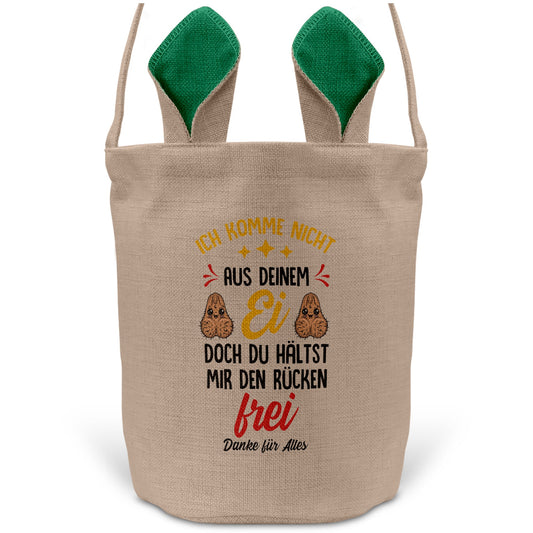 22Feels® Stiefpapa Stiefvater Osterkorb mit Henkel Ostergeschenk Tragetasche Ostern Deko Osternest Körbchen Hasenohren (Beige/Grün)-Ostern Tragetasche-22Feels