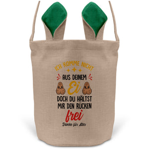 22Feels® Stiefpapa Stiefvater Osterkorb mit Henkel Ostergeschenk Tragetasche Ostern Deko Osternest Körbchen Hasenohren (Beige/Grün)-Ostern Tragetasche-22Feels