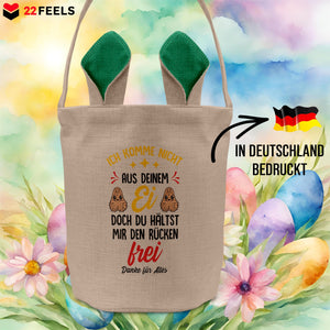 22Feels® Stiefpapa Stiefvater Osterkorb mit Henkel Ostergeschenk Tragetasche Ostern Deko Osternest Körbchen Hasenohren (Beige/Grün)-Ostern Tragetasche-22Feels