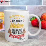 22Feels® Geschenk für Stiefvater von Stiefsohn - Tasse mit Spruch: Du Hast Mich Gut Erzogen (Weiss, 320ml)-Weisse Tasse 320ml-22Feels