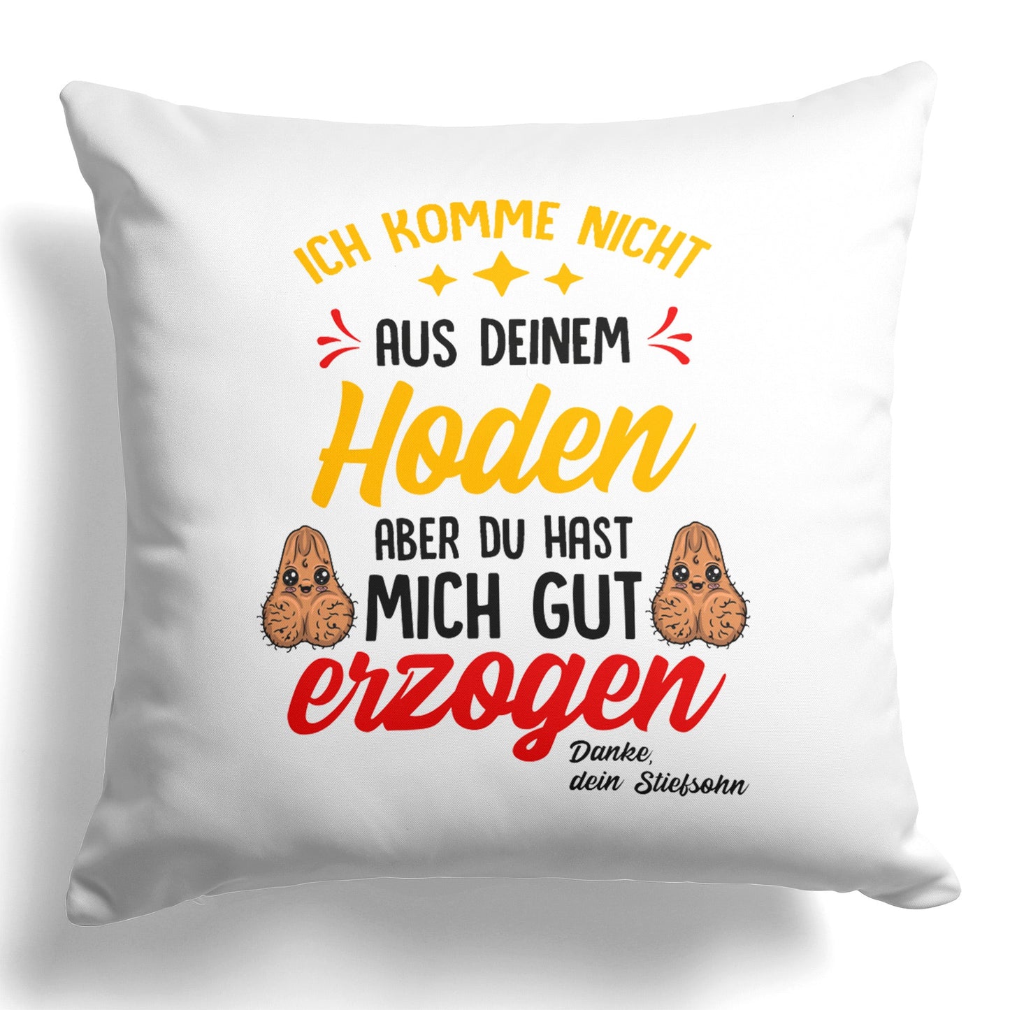 22Feels® Stiefvater Geschenk von Stiefsohn - Kissen mit Spruch (Weiss 40x40cm)-Kissen Weiss 40x40-22Feels