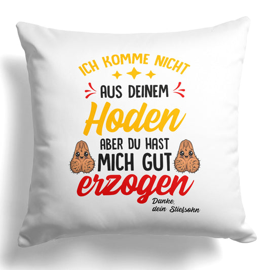 22Feels® Stiefvater Geschenk von Stiefsohn - Kissen mit Spruch (Weiss 40x40cm)-Kissen Weiss 40x40-22Feels