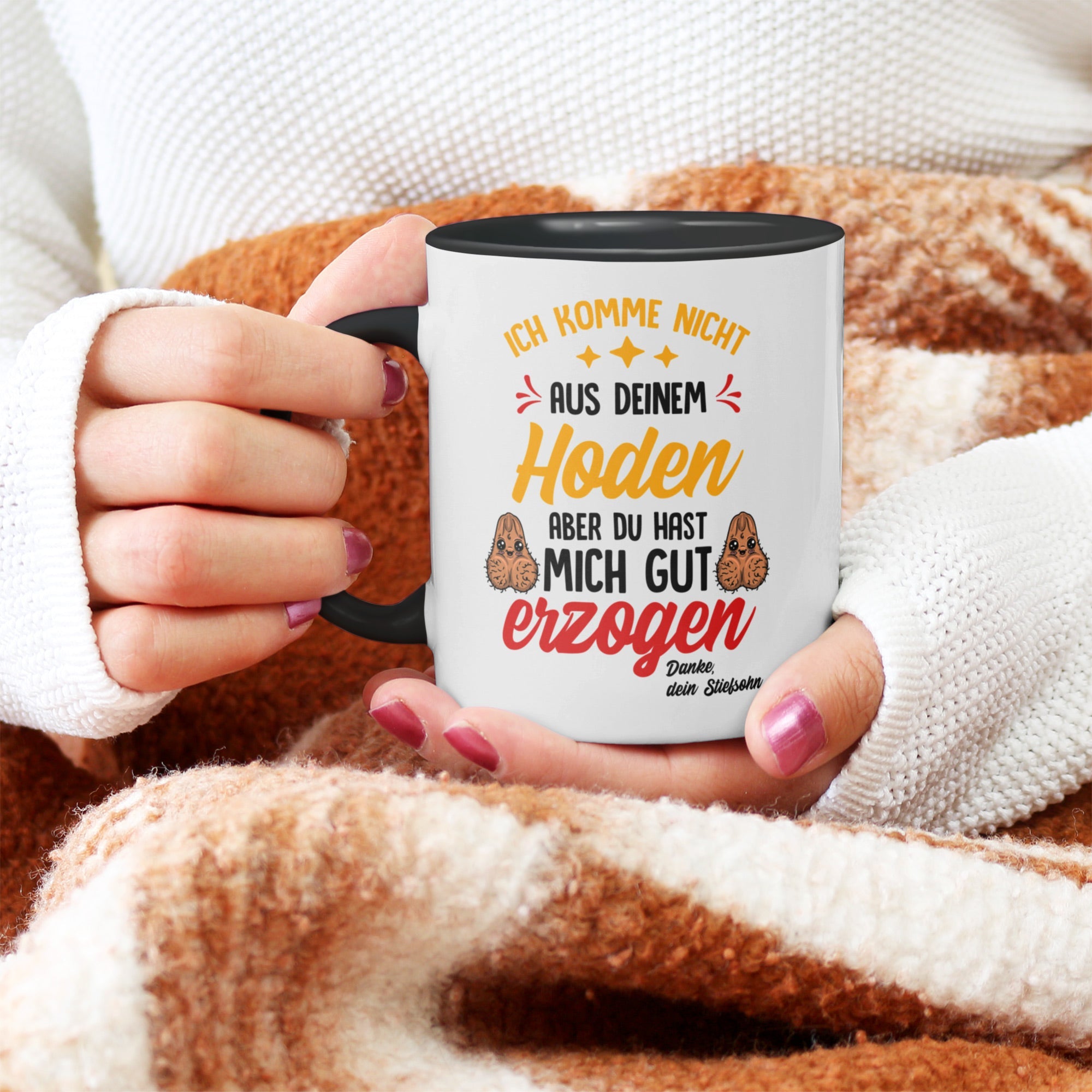 22Feels® Stiefvater Geschenk von Stiefsohn - Tasse mit Spruch (Weiss-Schwarz, 320ml)-TwoTone Tasse Weiss-Schwarz 320ml-22Feels