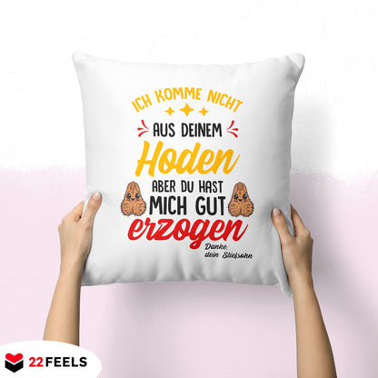 22Feels® Stiefvater Geschenk von Stiefsohn - Kissen mit Spruch (Weiss 40x40cm)-Kissen Weiss 40x40-22Feels
