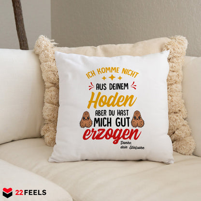22Feels® Stiefvater Geschenk von Stiefsohn - Kissen mit Spruch (Weiss 40x40cm)-Kissen Weiss 40x40-22Feels