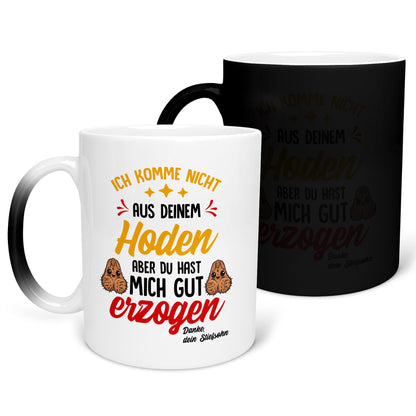 22Feels® Stiefvater Geschenk von Stiefsohn - Zaubertasse mit Spruch (Matt-Schwarz und Weiss, 320ml)-Farbwechsel Tasse Matt 320ml-22Feels