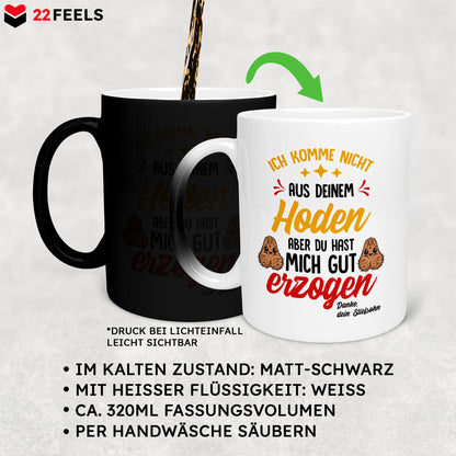 22Feels® Stiefvater Geschenk von Stiefsohn - Zaubertasse mit Spruch (Matt-Schwarz und Weiss, 320ml)-Farbwechsel Tasse Matt 320ml-22Feels