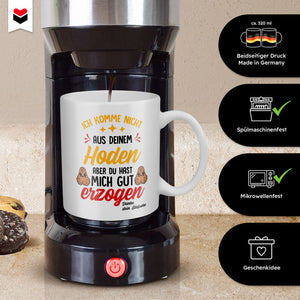 22Feels® Geschenk für Stiefvater von Stiefsohn - Tasse mit Spruch: Du Hast Mich Gut Erzogen (Weiss, 320ml)-Weisse Tasse 320ml-22Feels