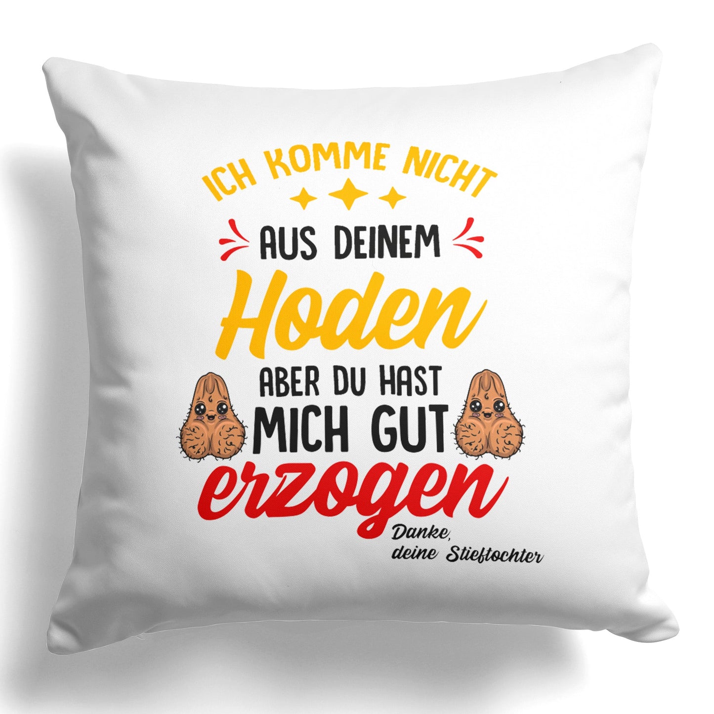 22Feels® Stiefvater Geschenk von Stieftochter - Kissen mit Spruch (Weiss 40x40cm)-Kissen Weiss 40x40-22Feels