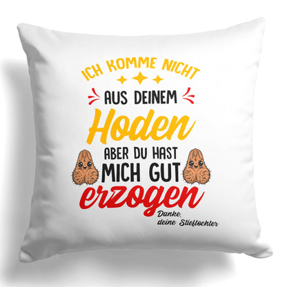 22Feels® Stiefvater Geschenk von Stieftochter - Kissen mit Spruch (Weiss 40x40cm)-Kissen Weiss 40x40-22Feels