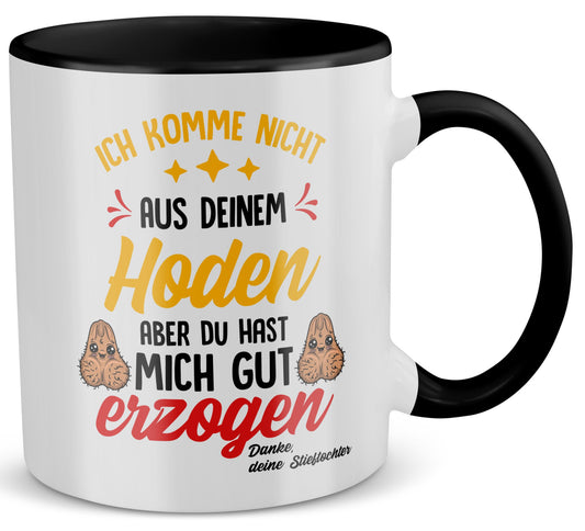 22Feels® Stiefvater Geschenk von Stieftochter - Tasse mit Spruch (Weiss-Schwarz, 320ml)-TwoTone Tasse Weiss-Schwarz 320ml-22Feels