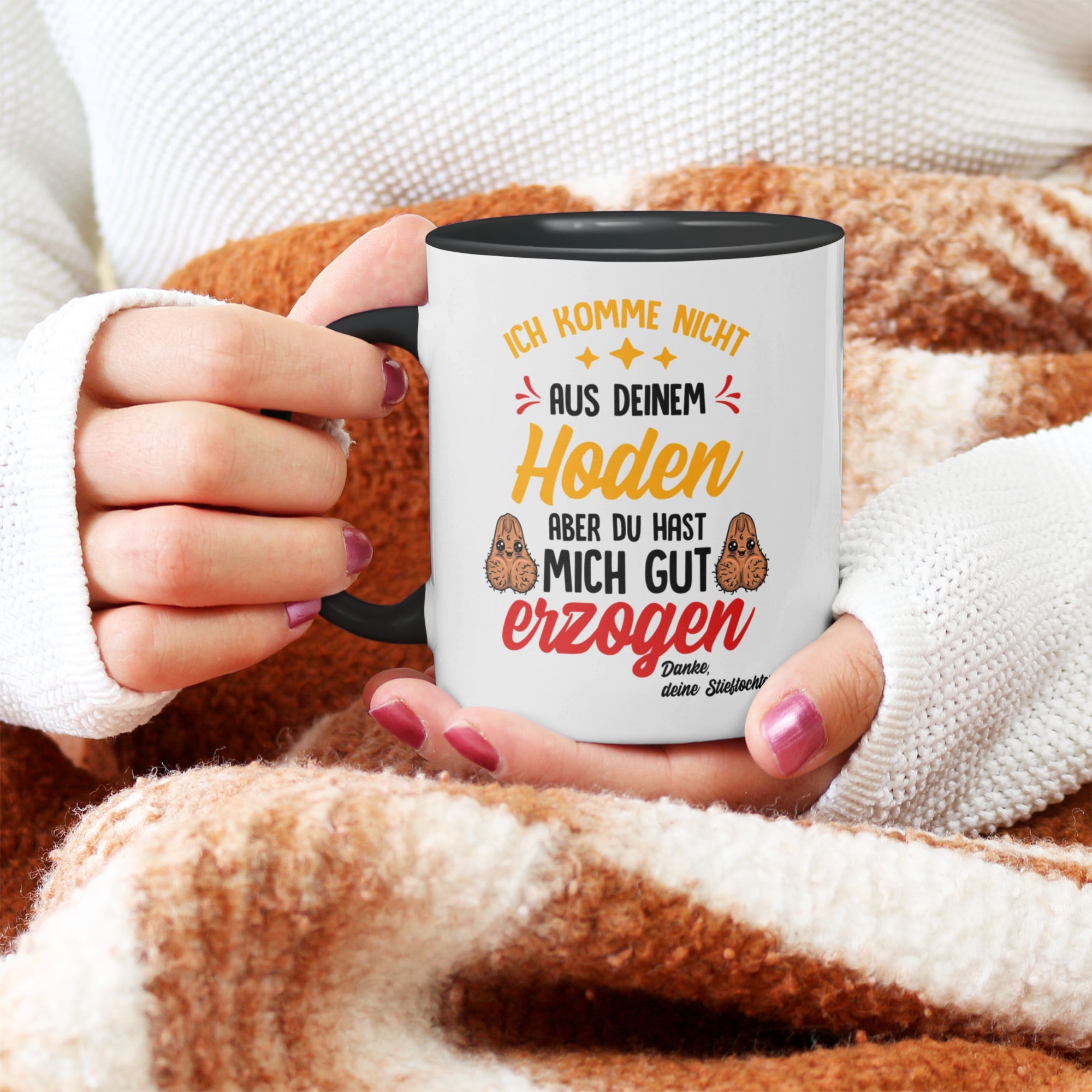 22Feels® Stiefvater Geschenk von Stieftochter - Tasse mit Spruch (Weiss-Schwarz, 320ml)-TwoTone Tasse Weiss-Schwarz 320ml-22Feels