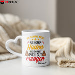 22Feels® Stiefvater Geschenk von Stieftochter - Tasse mit Spruch: Gut Erzogen (Herzhenkel, Weiss, 320ml)-Tasse Weiss Herzhenkel 320ml-22Feels