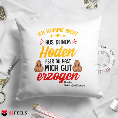 22Feels® Stiefvater Geschenk von Stieftochter - Kissen mit Spruch (Weiss 40x40cm)-Kissen Weiss 40x40-22Feels